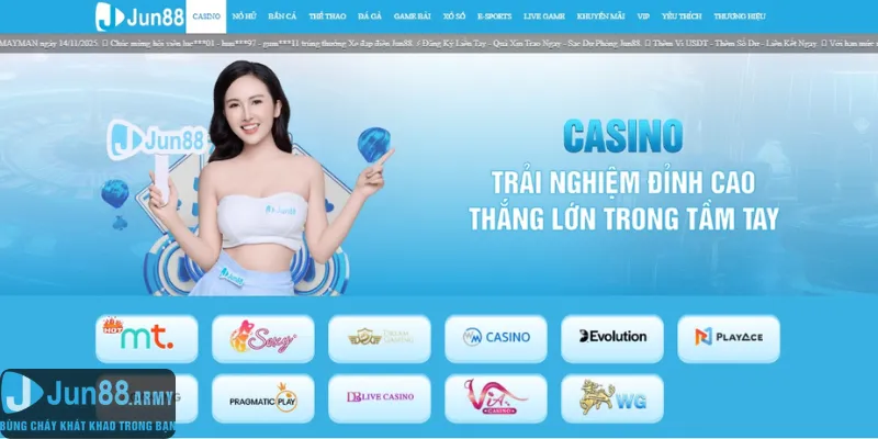 Casino Jun88 là sảnh game được đầu tư chỉn chu