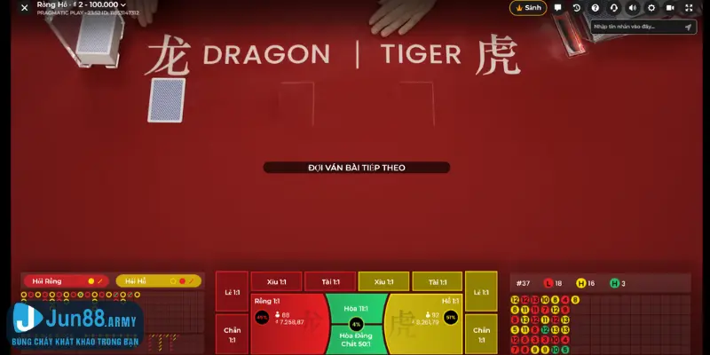Jun88 hướng dẫn cách chơi Live Casino rồng hổ