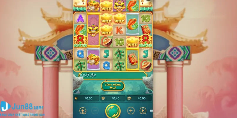 Khung quay kèm icon của slot Thần tài
